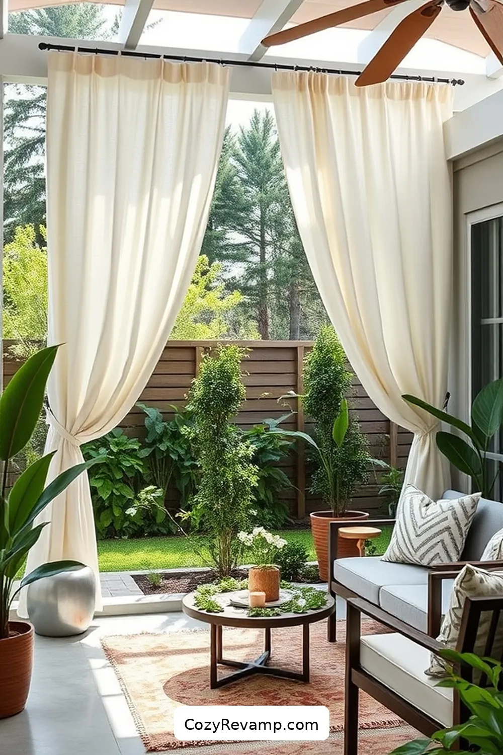How to Create a Mid-Century Modern Outdoor Patio With Upcycled Fabric 6 Designing Outdoor Curtains for Privacy for How to Create a Mid-Century Modern Outdoor Patio With Upcycled Fabric
