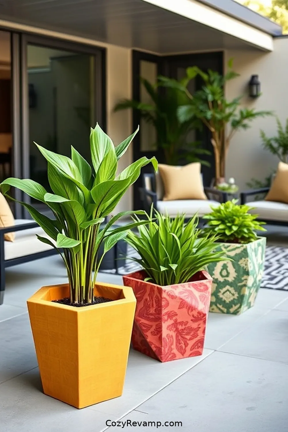 How to Create a Mid-Century Modern Outdoor Patio With Upcycled Fabric 8 Upcycling Fabrics Into Unique Planters for How to Create a Mid-Century Modern Outdoor Patio With Upcycled Fabric