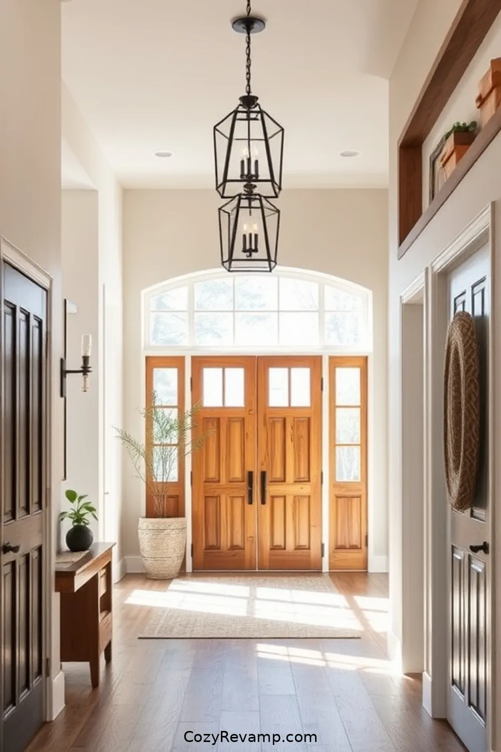 Choosing Lighting Fixtures That Complement the Style for How to Create a Modern Farmhouse Entryway With Recycled Wood Material