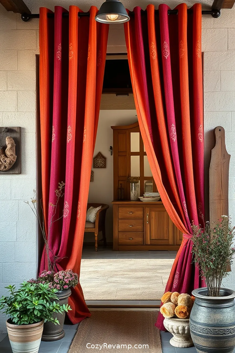 How to Create a Rustic Entryway With Upcycled Fabric Materials 7 Making a Statement With Fabric Curtains for How to Create a Rustic Entryway With Upcycled Fabric Materials