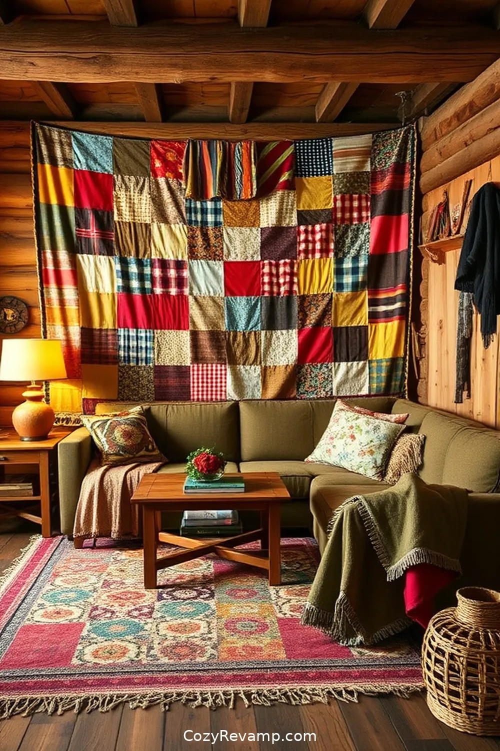 How to Create a Rustic Living Room With Upcycled Fabric Materials 10 Making a Patchwork Quilt for How to Create a Rustic Living Room With Upcycled Fabric Materials