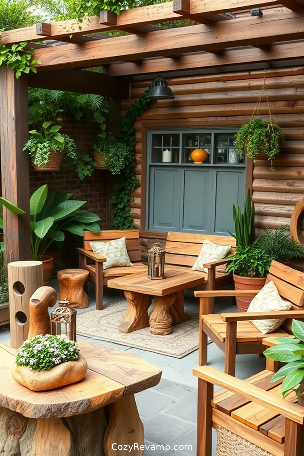 Adding Decorative Accents With Wood for How to Create a Rustic Outdoor Patio With Recycled Wood Materials