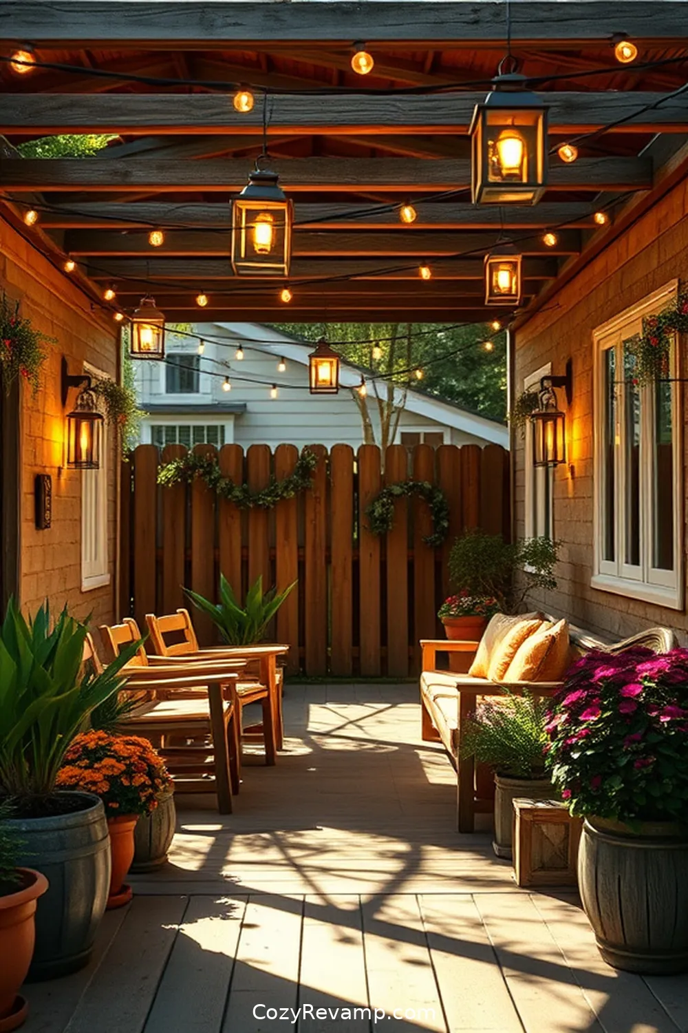 Creating a Warm Ambiance With Lighting for How to Create a Rustic Outdoor Patio With Recycled Wood Materials