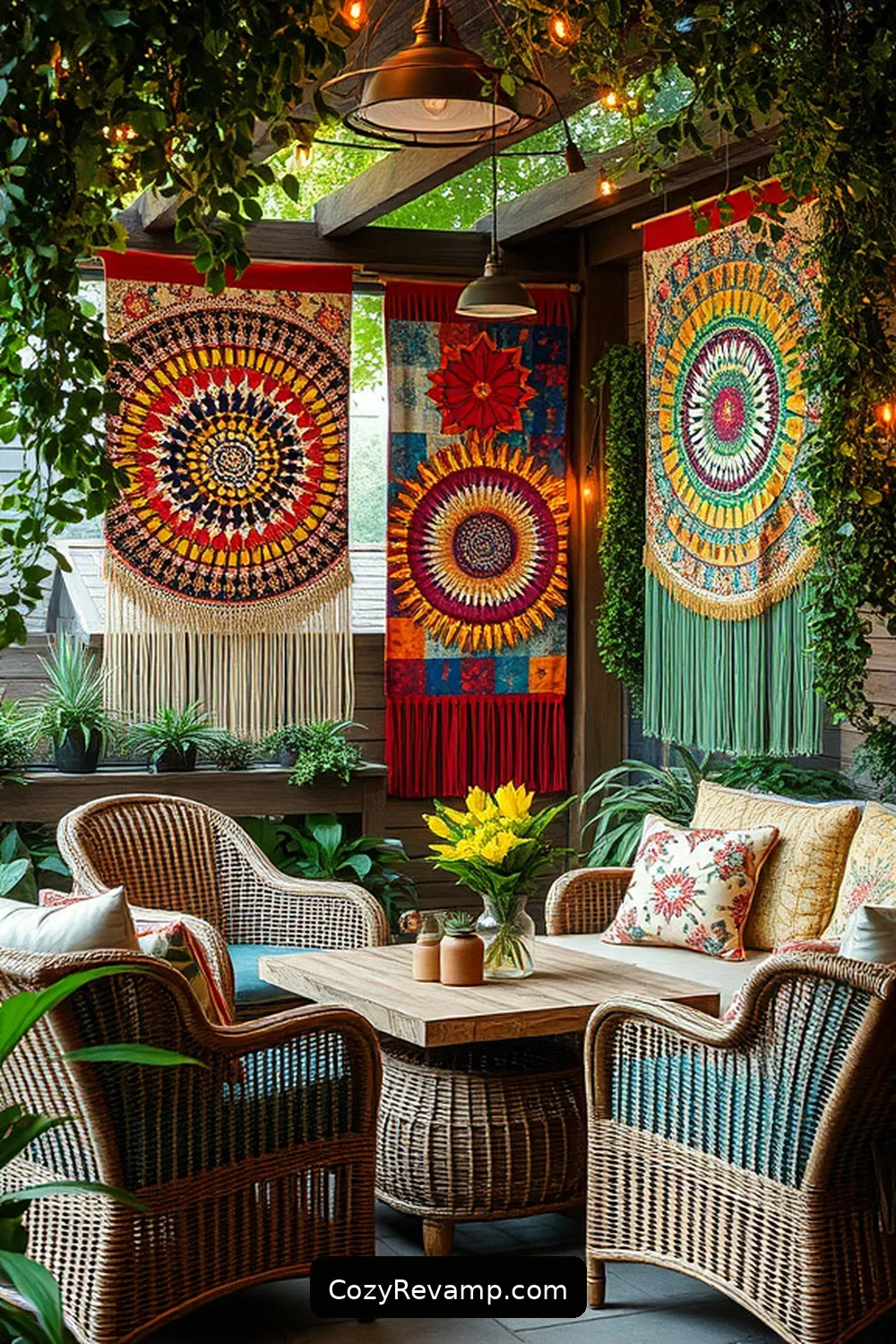 Designing Wall Hangings and Decor for How to Create a Rustic Outdoor Patio With Upcycled Fabric Material