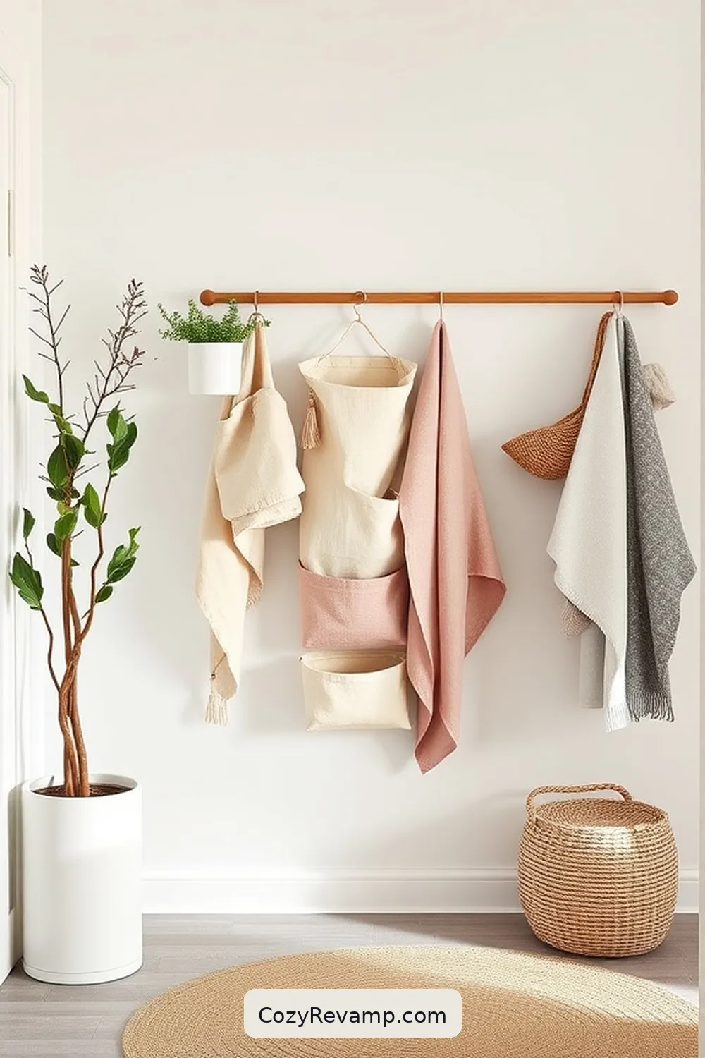 Sewing Fabric Hanging Organizers for How to Create a Scandinavian Entryway With Upcycled Fabric Materials