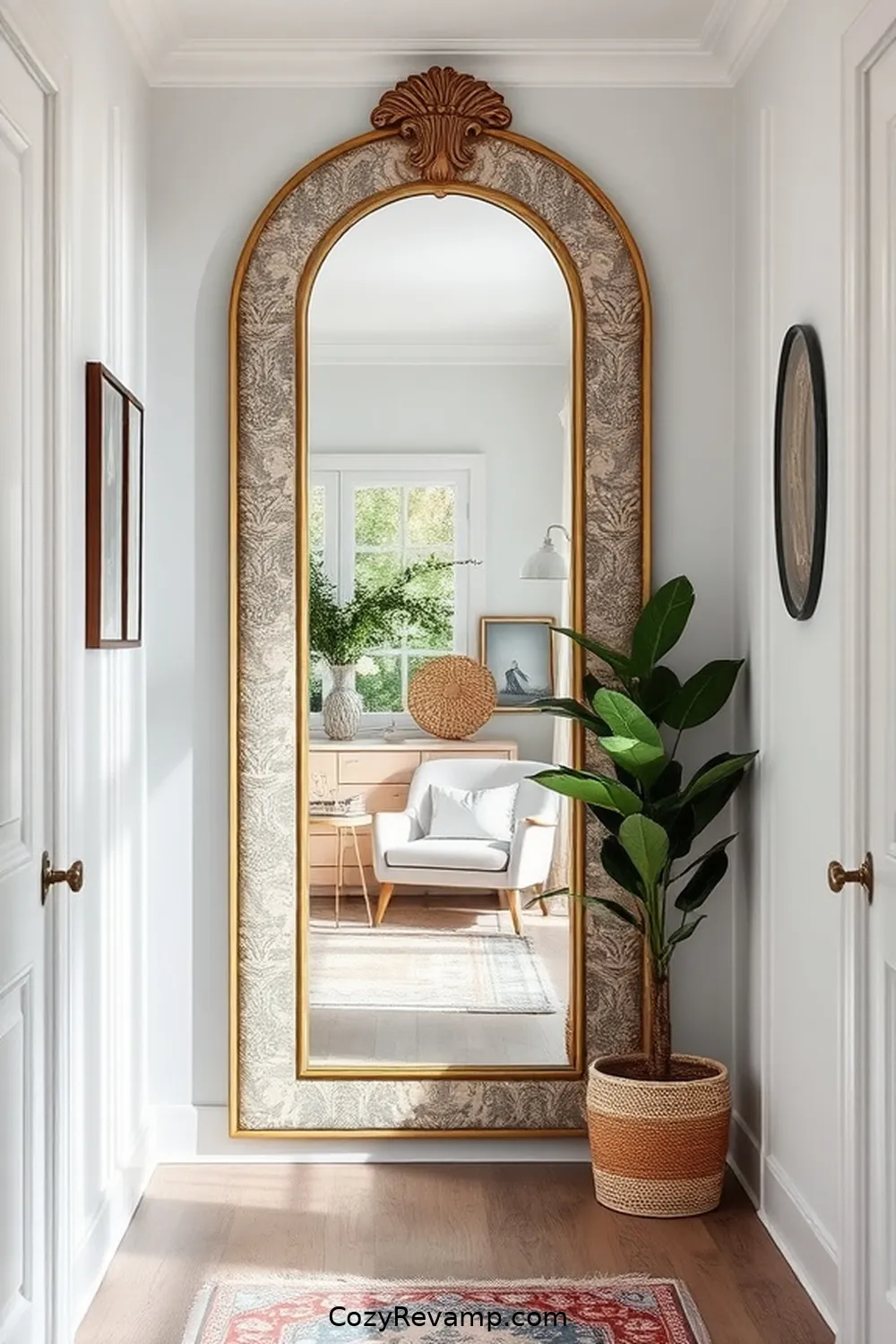 How to Create a Scandinavian Hallway With Upcycled Fabric Material 9 Making a Fabric-Covered Mirror for How to Create a Scandinavian Hallway With Upcycled Fabric Material