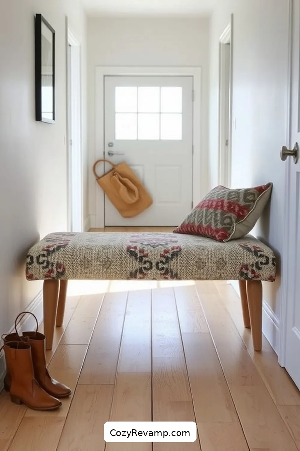 How to Create a Scandinavian Hallway With Upcycled Fabric Material 7 Upcycling Old Upholstery for Benches for How to Create a Scandinavian Hallway With Upcycled Fabric Material
