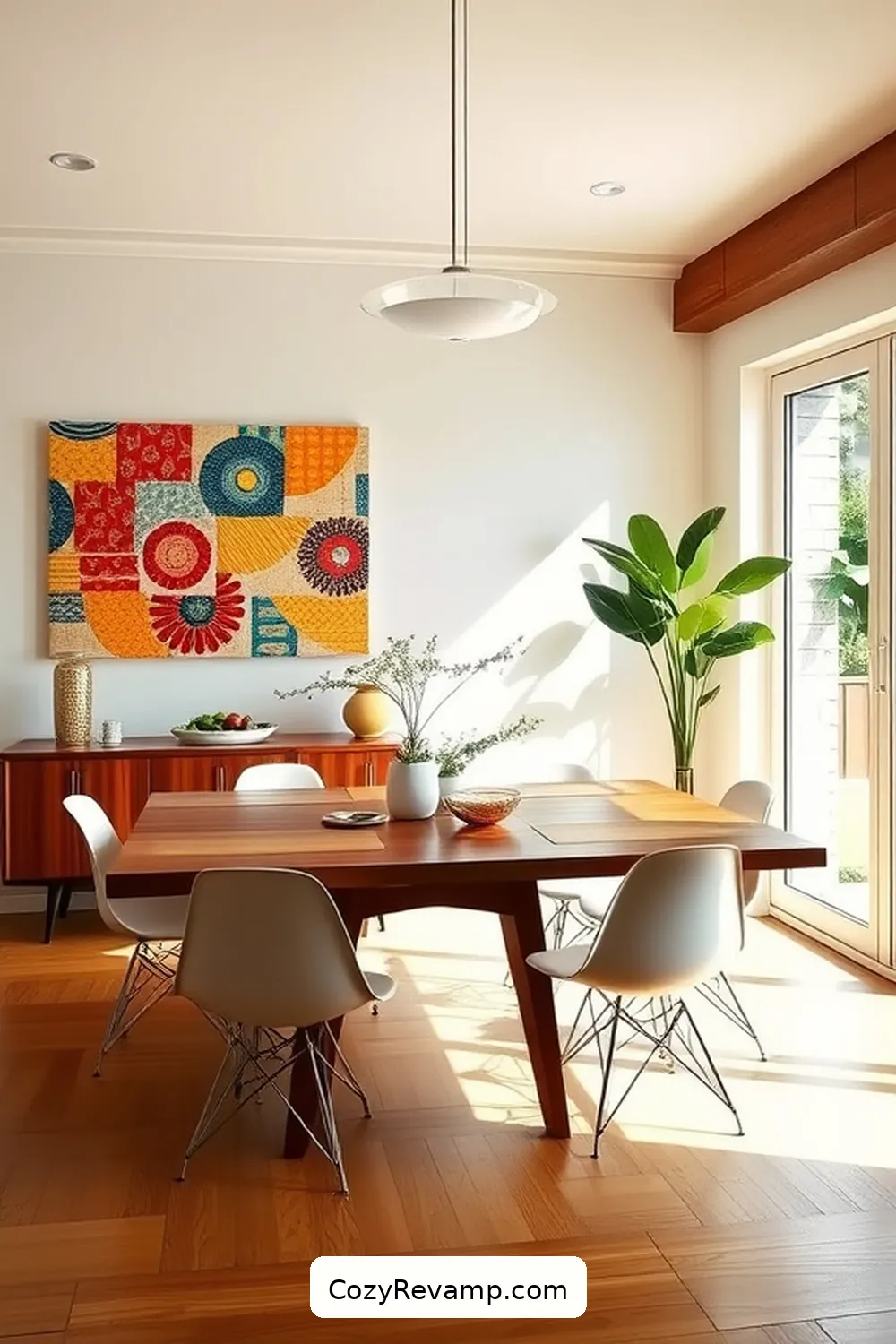 How to Style a Mid-Century Modern Dining Room With Upcycled Fabrics 5 Incorporating Upcycled Fabric Wall Art for How to Style a Mid-Century Modern Dining Room With Upcycled Fabrics