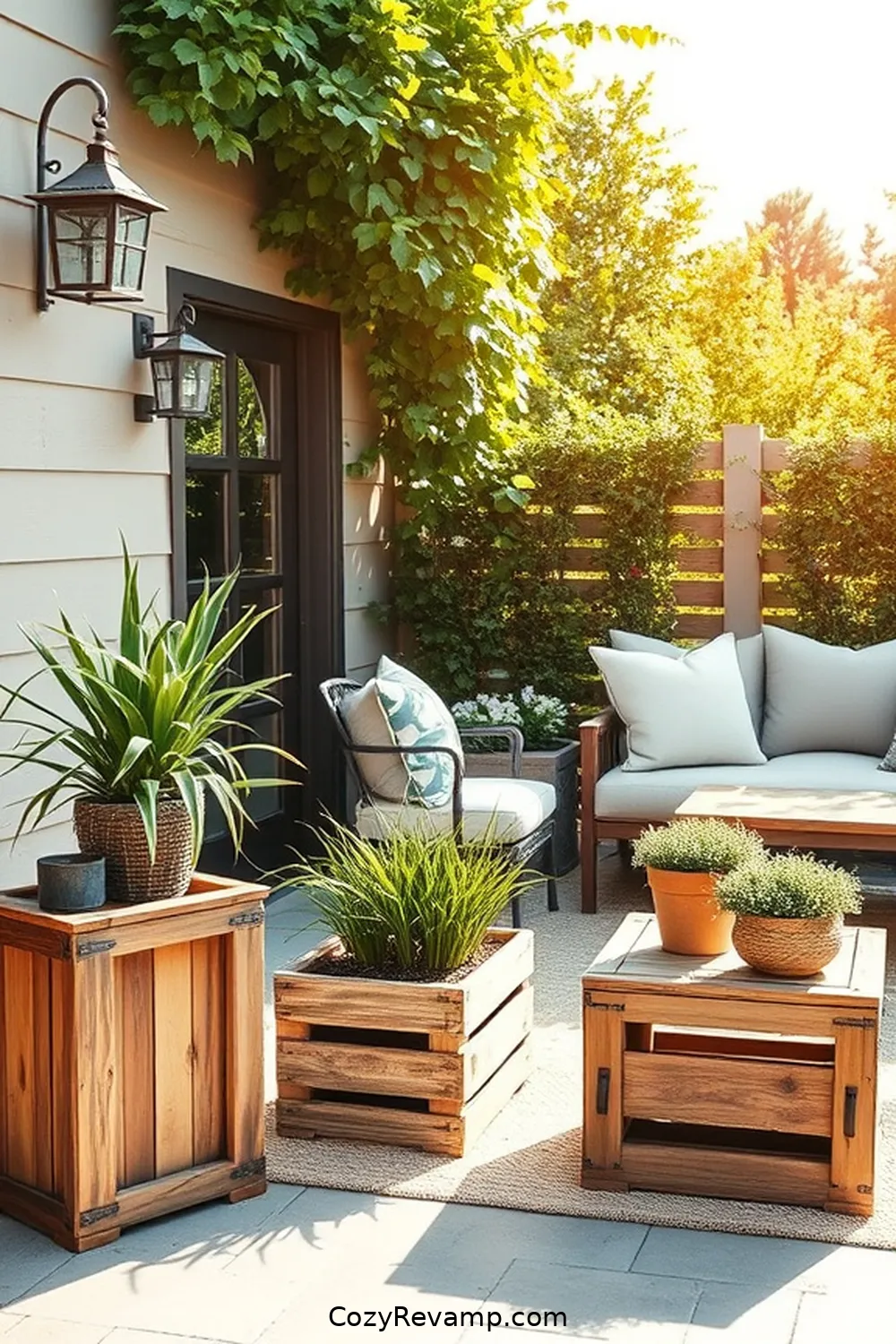 How to Style a Modern Farmhouse Outdoor Patio With Recycled Wood Materials 7 Upcycling Old Wooden Crates and Boxes for How to Style a Modern Farmhouse Outdoor Patio With Recycled Wood Materials