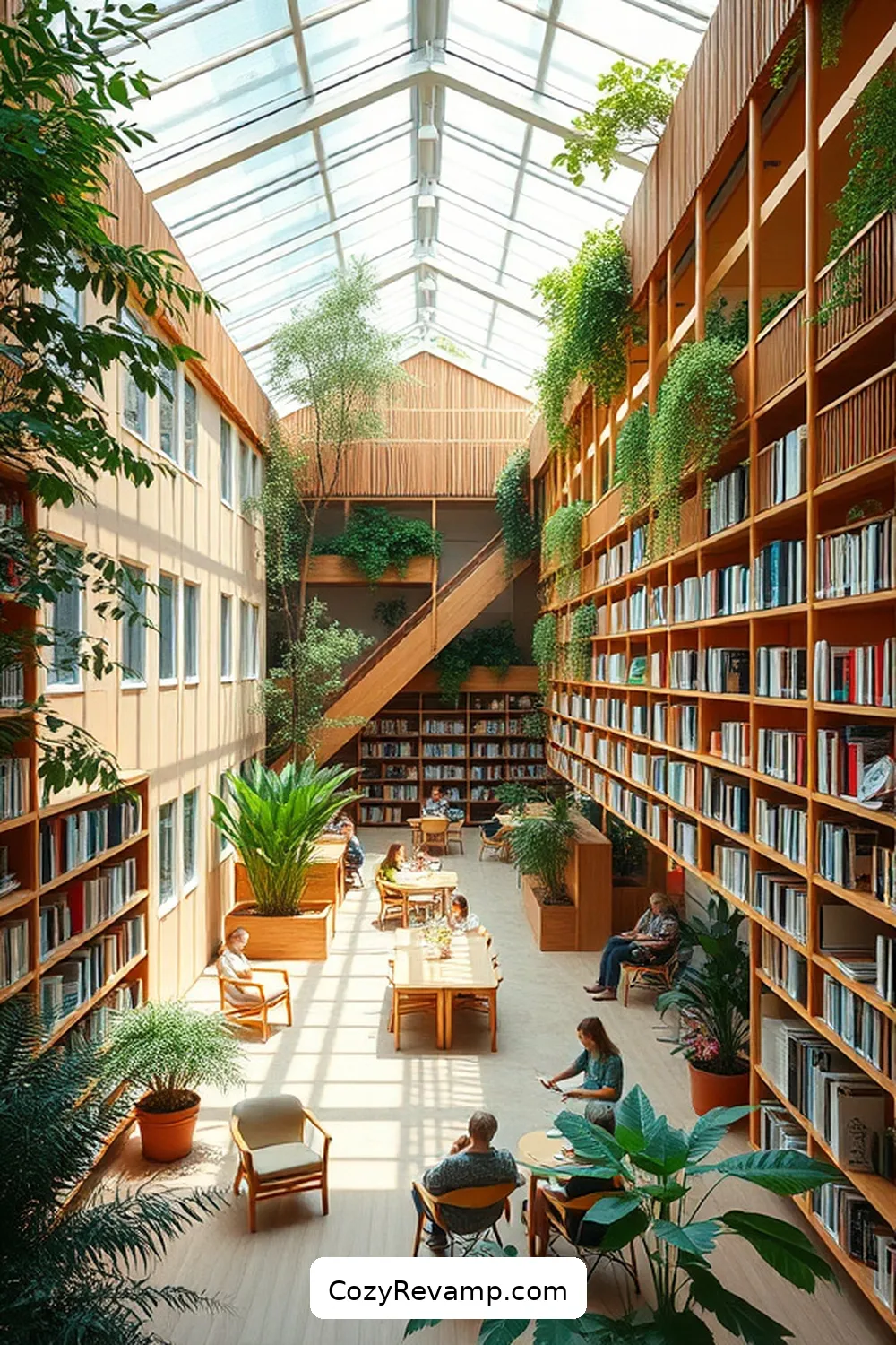 Creating Community Spaces Through Design for Stunning Scandinavian Library Designs Featuring Bamboo Material