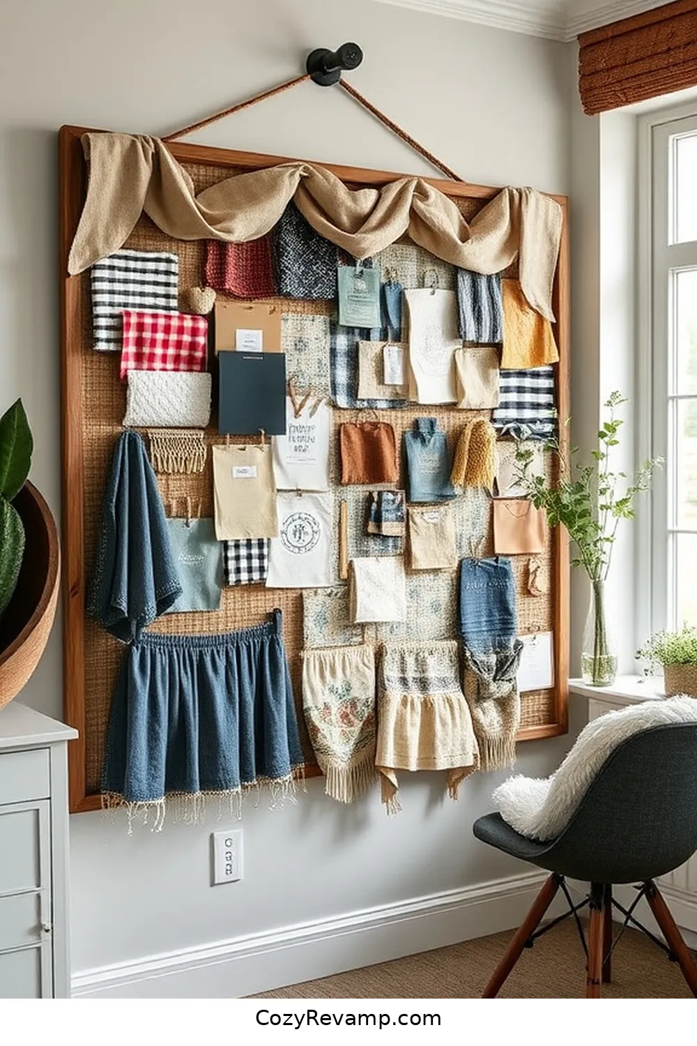 Creating a Fabric Pinboard for Tips for Crafting a Modern Farmhouse Home Office With Upcycled Fabric Materials
