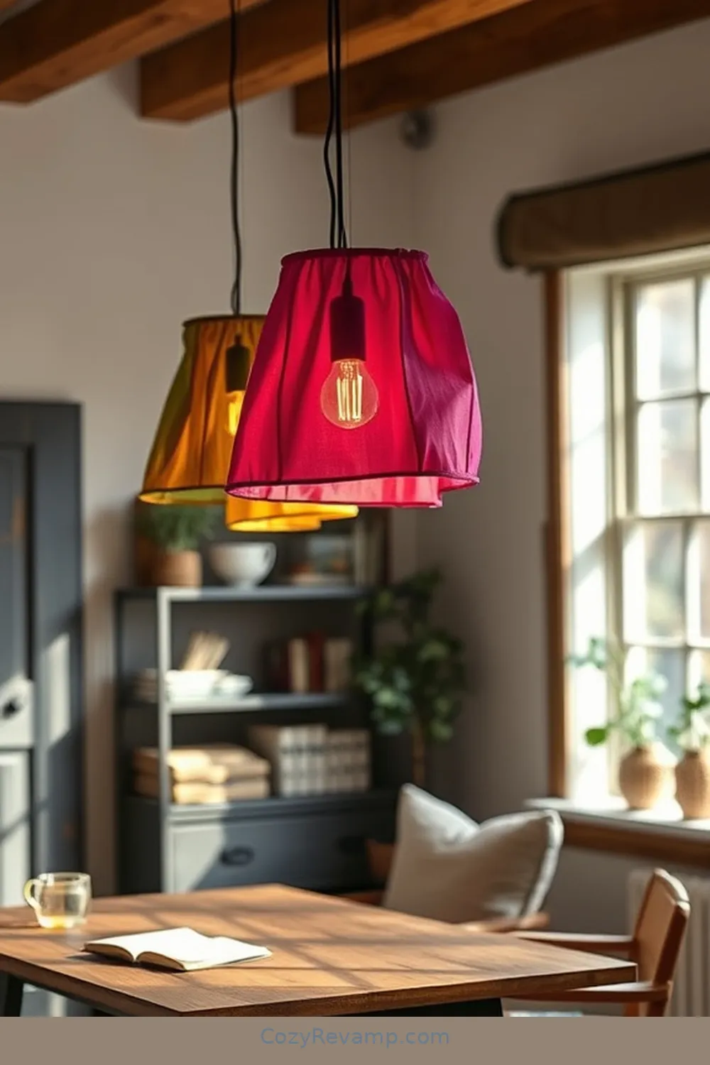 Incorporating Fabric Into Lighting Fixtures for Tips for Crafting a Modern Farmhouse Home Office With Upcycled Fabric Materials