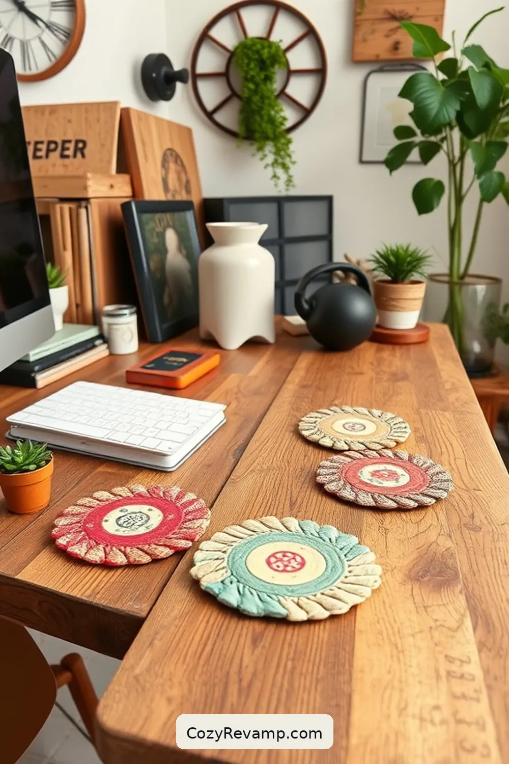 Sewing Upcycled Fabric Coasters for Tips for Crafting a Modern Farmhouse Home Office With Upcycled Fabric Materials