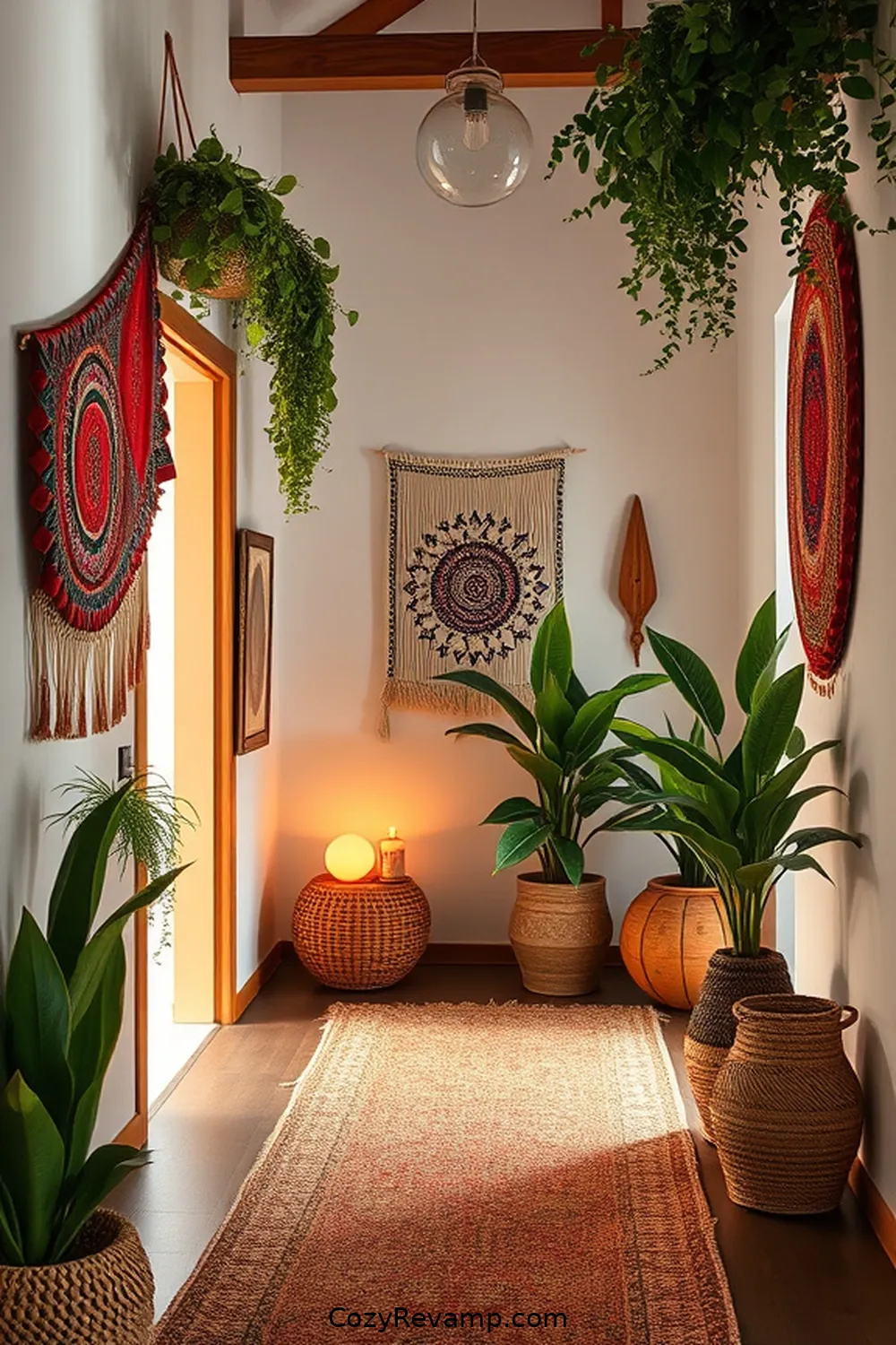 Incorporating Wall Hangings for Transform Your Entryway to Bohemian Style With Organic Cotton Materials