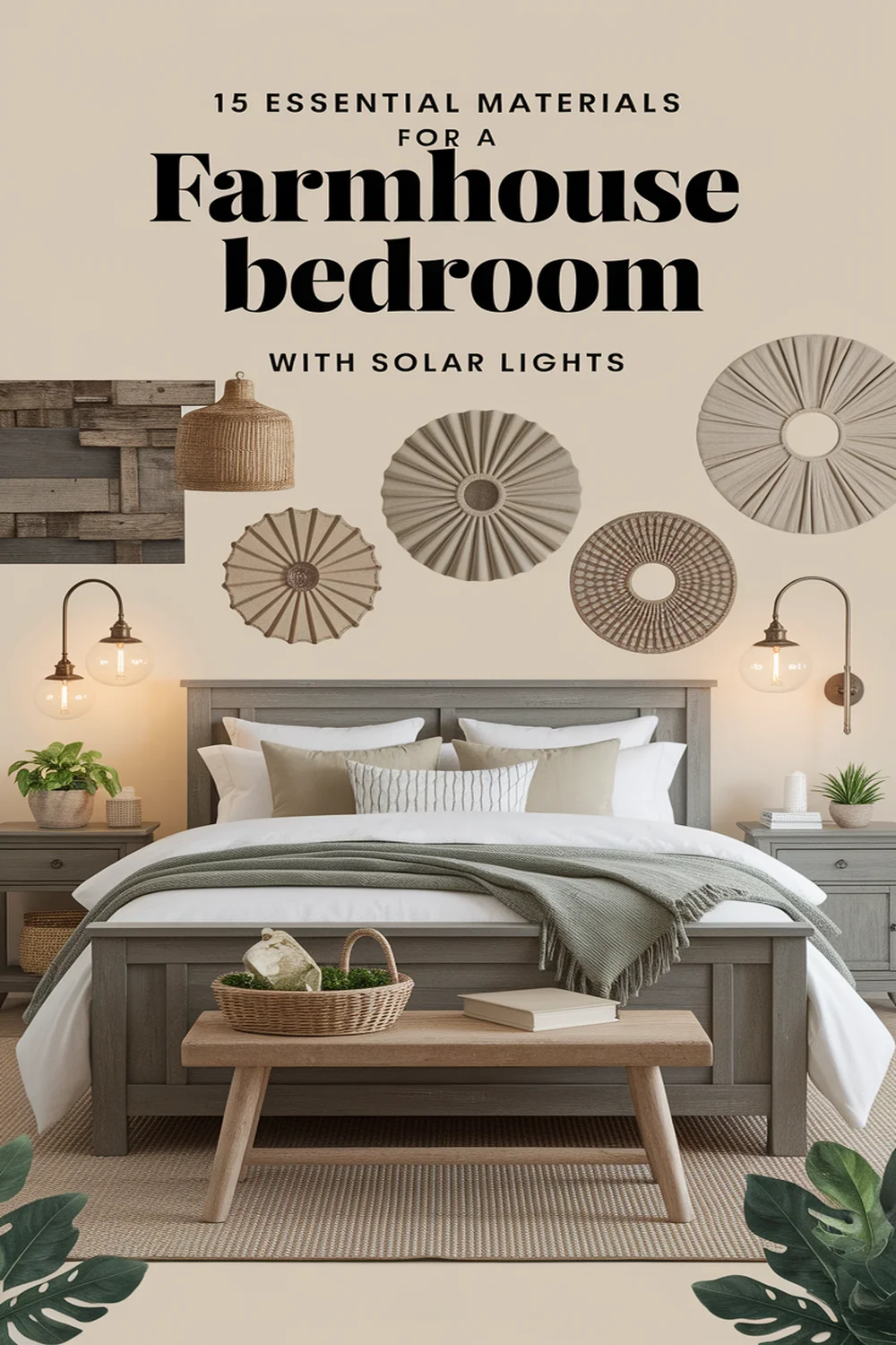 Image for: 15 Essential Materials for a Modern Farmhouse Bedroom With Solar-Powered Lights