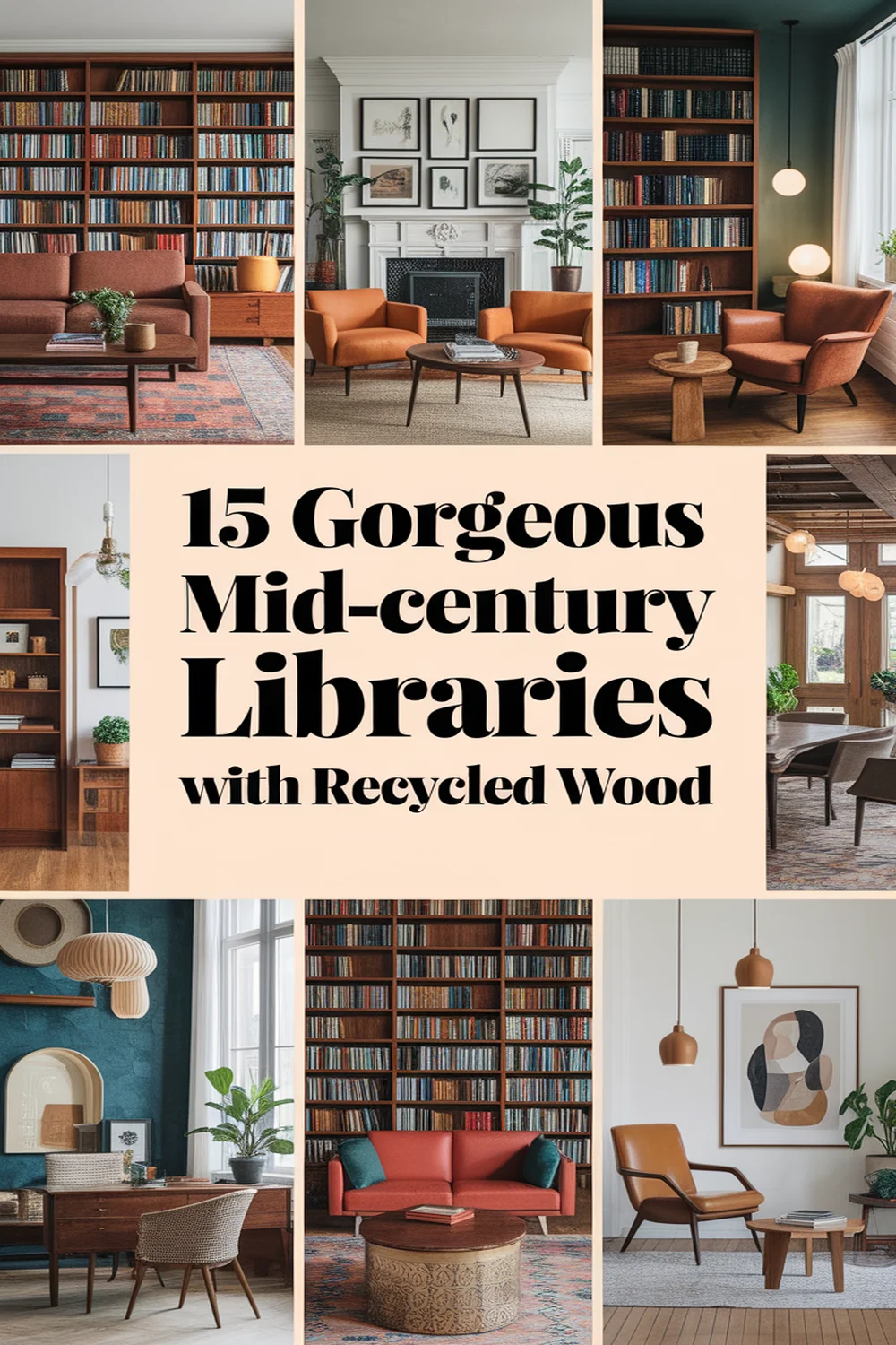 Image for: 15 Stunning Mid-Century Modern Libraries With Recycled Wood Material