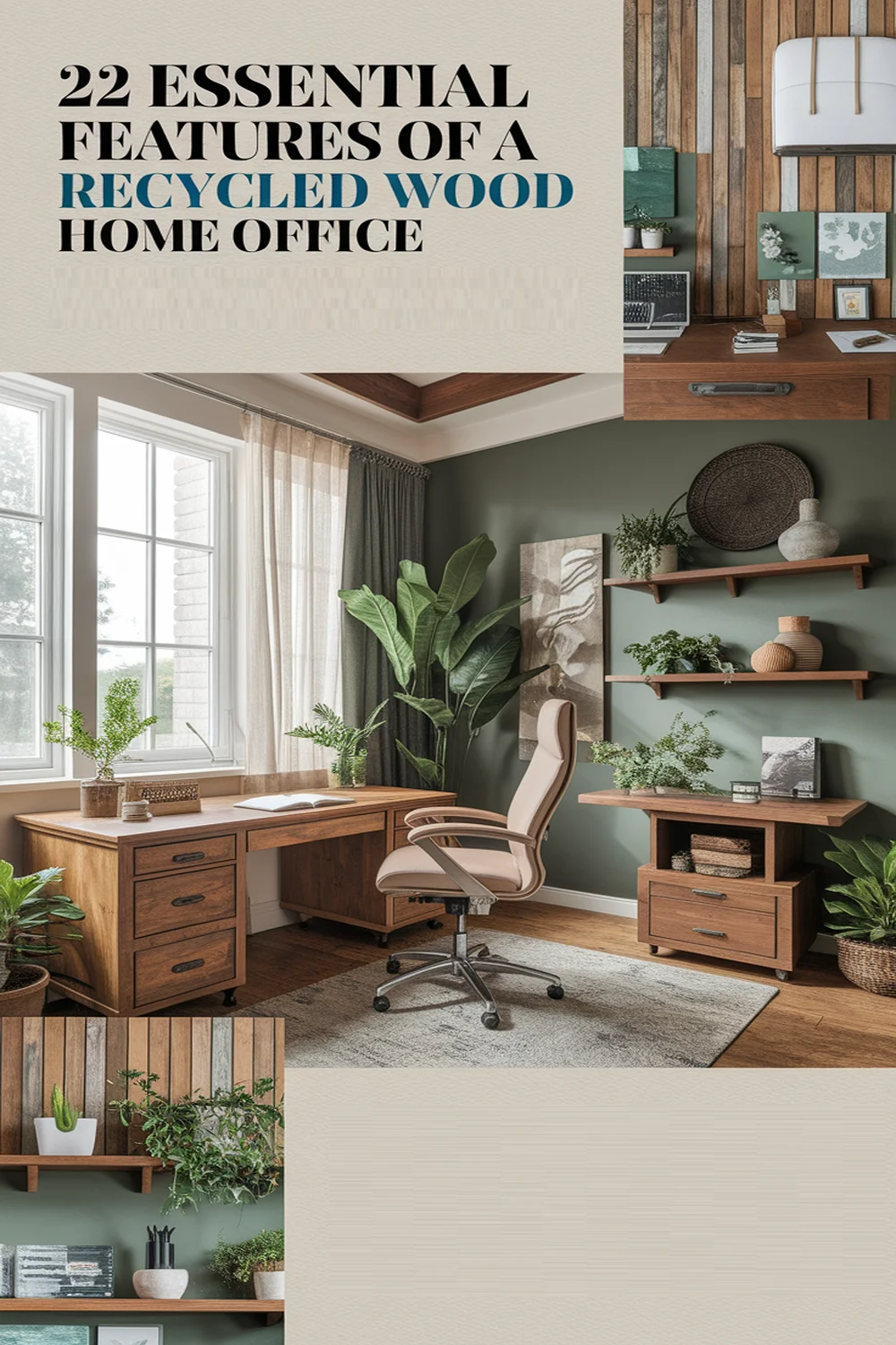 Image for: 22 Essential Features of an Industrial Home Office Using Recycled Wood Material