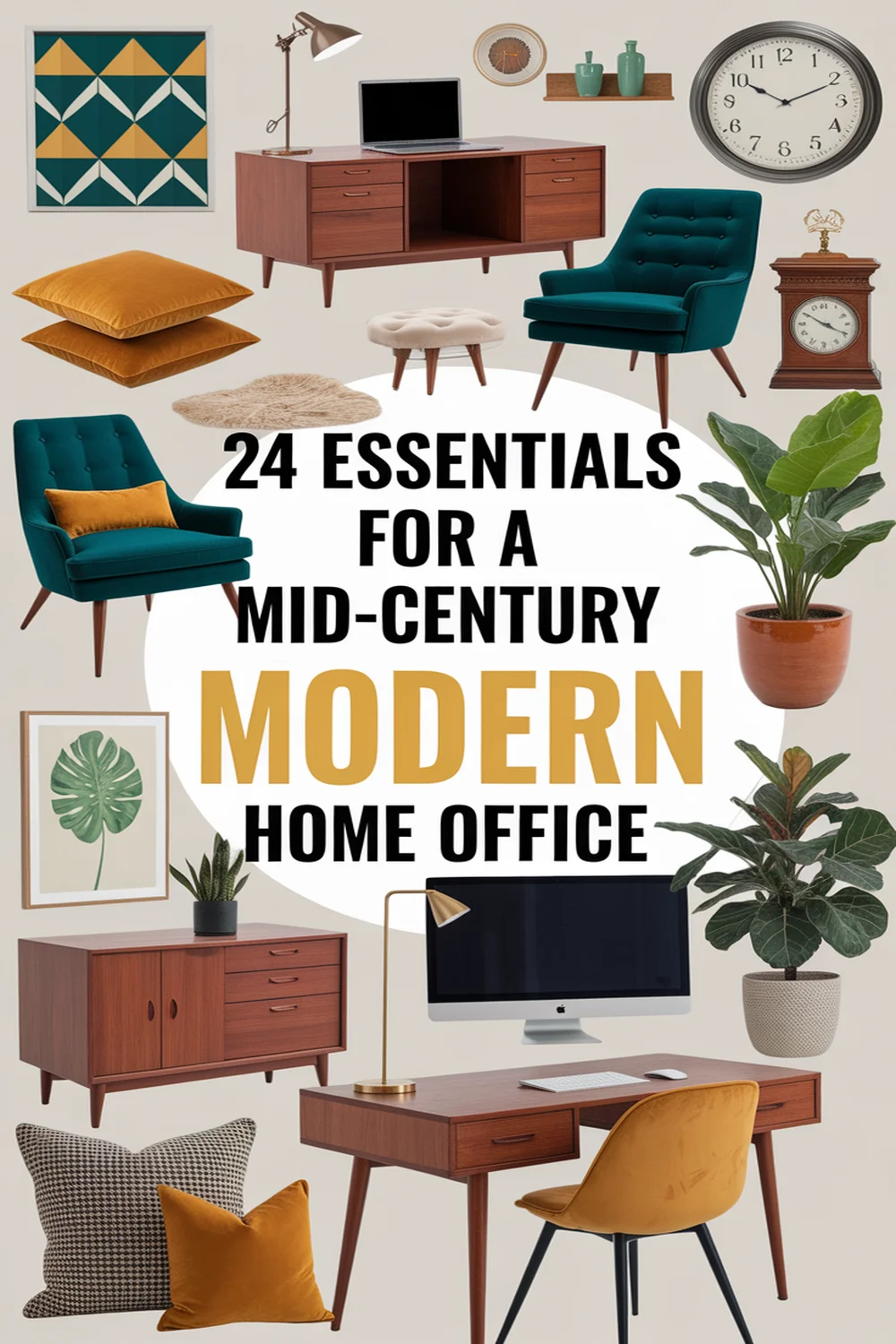Image for: 24 Essential Materials for a Mid-Century Modern Home Office With Solar-Powered Lights