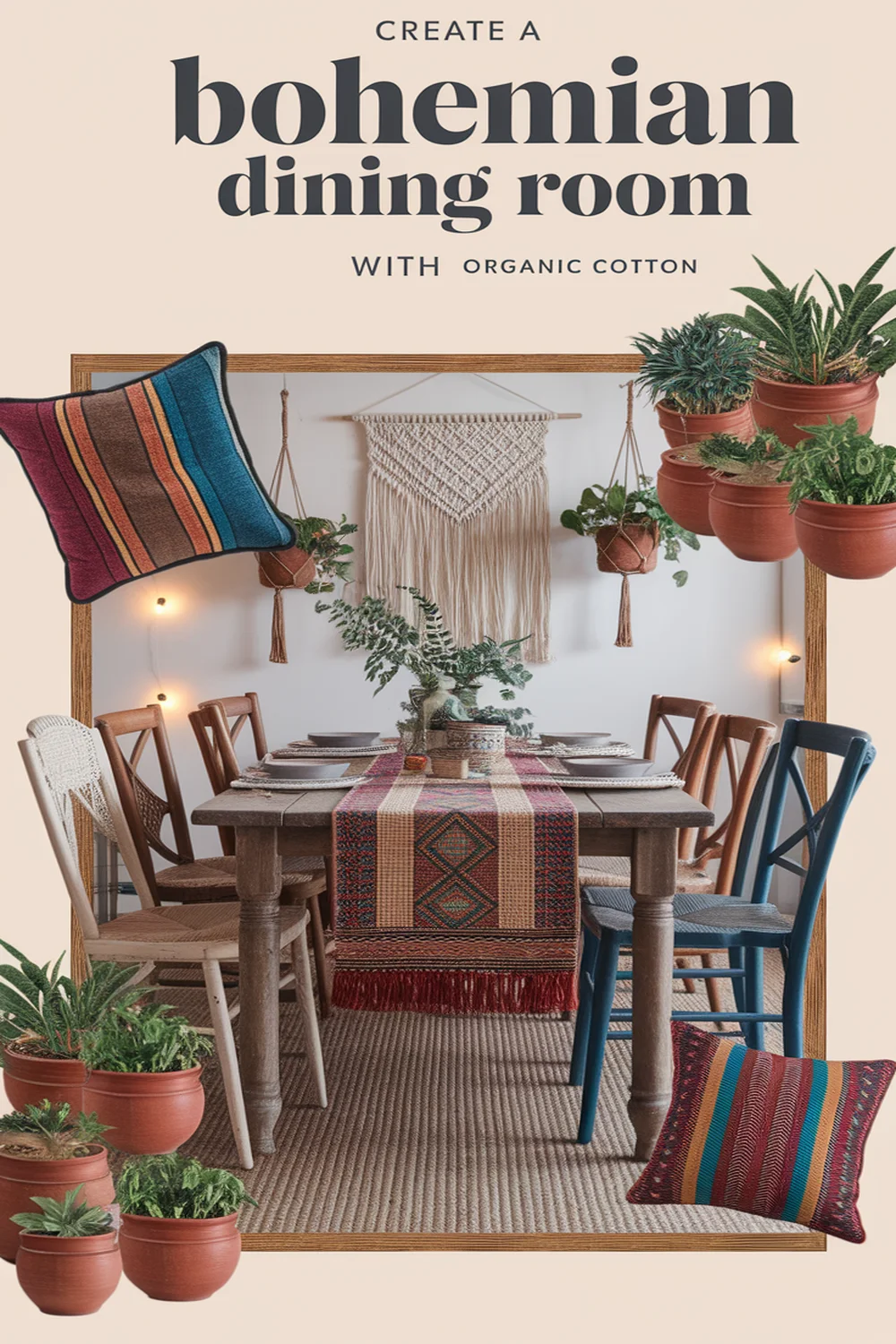 Image for: Craft a Bohemian Dining Room With Sustainable Organic Cotton Material