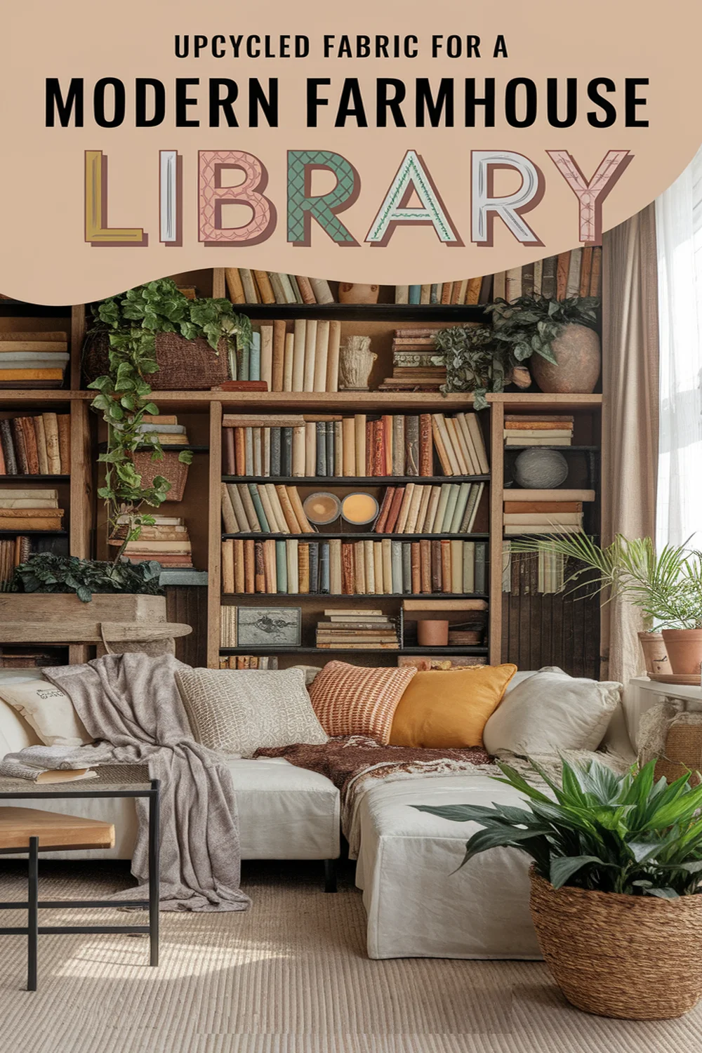 Image for: Create a Modern Farmhouse Library With Upcycled Fabric