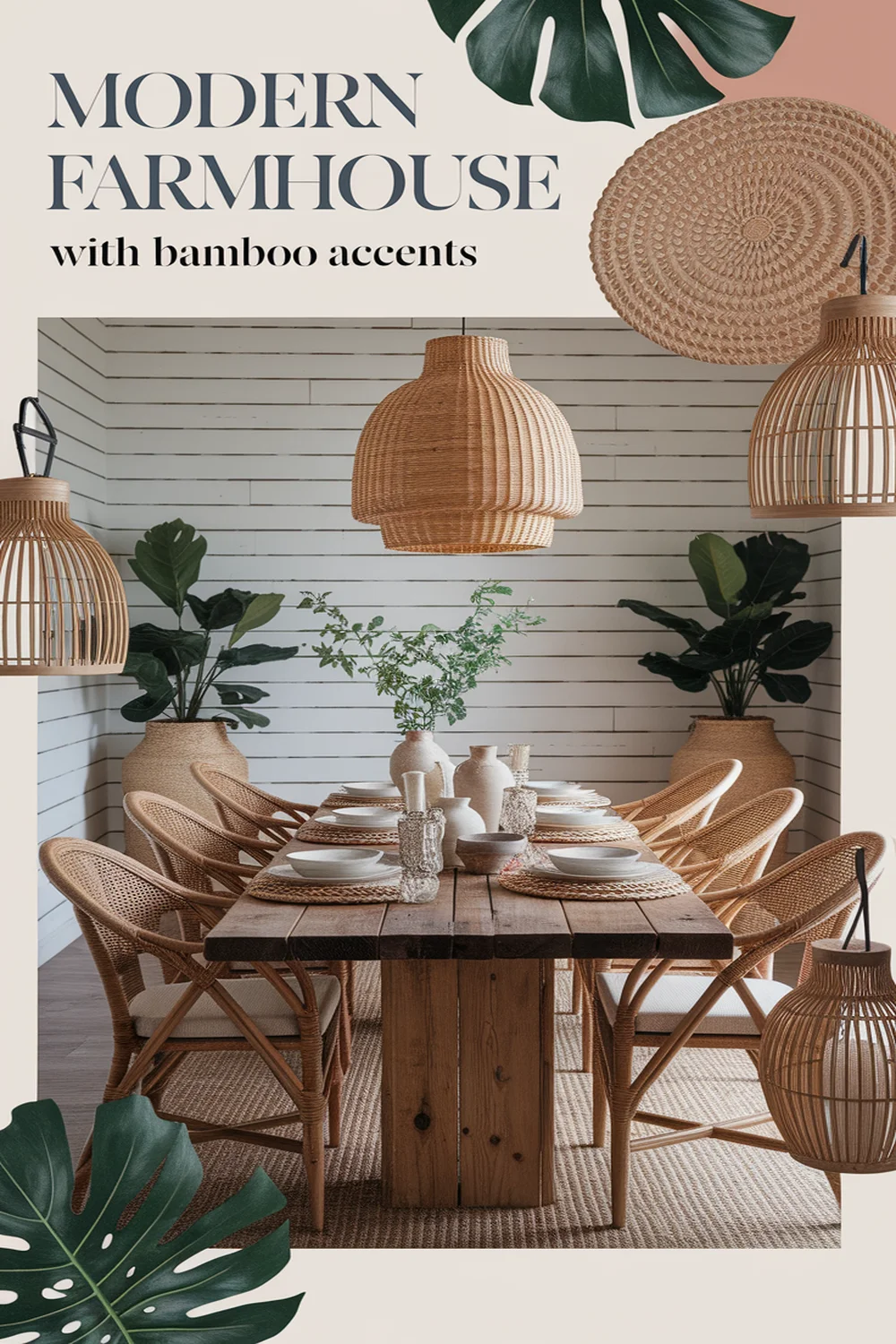 Image for: How to Create a Modern Farmhouse Dining Room With Bamboo Material Accents